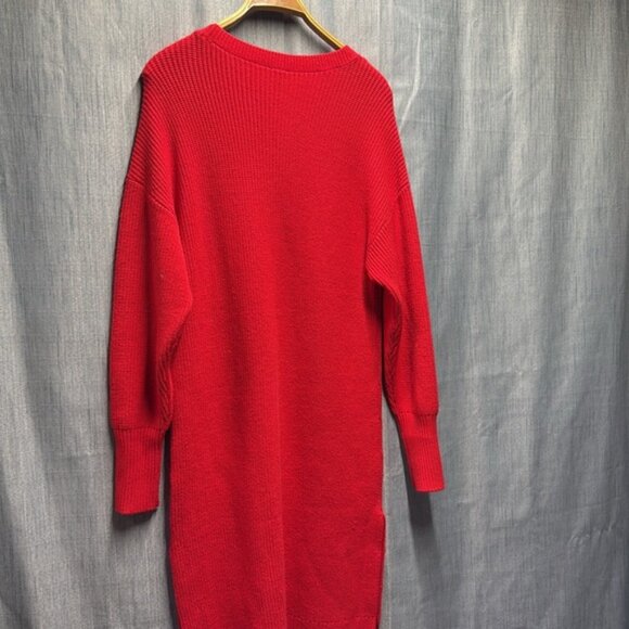 🏁 Tristan Red Knit Sweater Dress with Button Accents size medium NWT - Picture 7 of 9